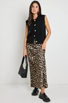 Record Leopard Satin Bias Maxi Skirt