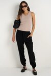 New Warrior Black Relaxed Drapey Drawstring Cuff Pant
