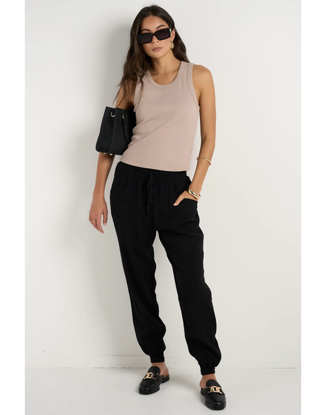 New Warrior Black Relaxed Drapey Drawstring Cuff Pant