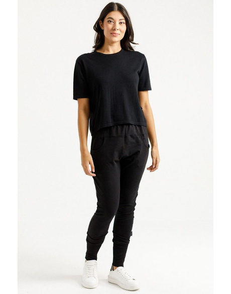 Apartment Pants (Black w Orchid Damask X)