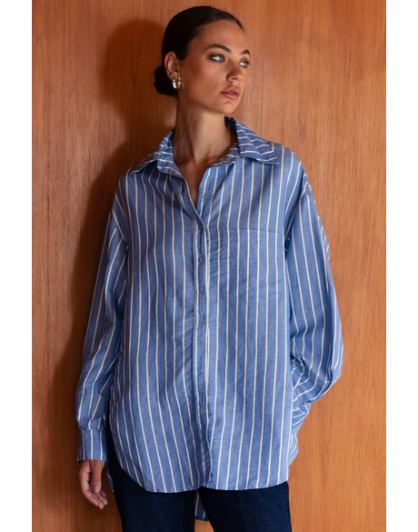 Two Makes One Shirt (Blue with White Stripe)