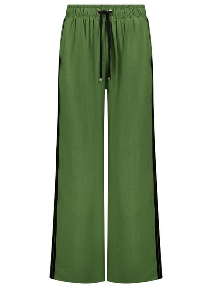 Indiana Wide Leg Pants (Dill with Black Stripe)