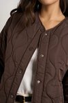 Apex Chocolate Collarless Puffer Jacket