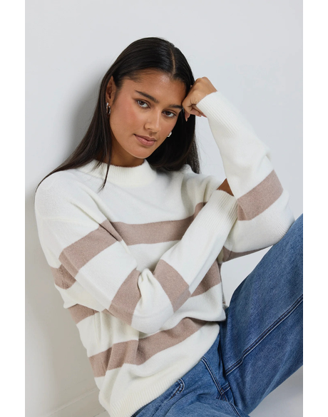 True Natural Stripe Crew Knit Jumper