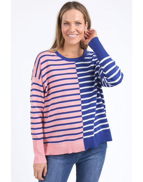 Louise Spliced Knit (Deep Blue/Pink Blush)