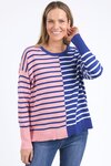 Louise Spliced Knit (Deep Blue/Pink Blush)