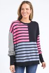 Effie Mixed Knit (Navy/Steel Blue/Pink Geranium)