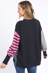 Effie Mixed Knit (Navy/Steel Blue/Pink Geranium)
