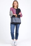 Effie Mixed Knit (Navy/Steel Blue/Pink Geranium)