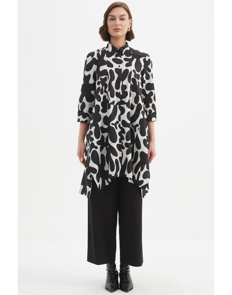 Handkerchief Hem Print Shirt 